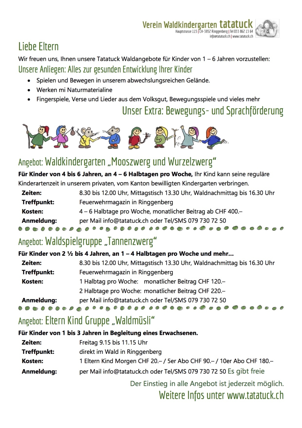 Unser Angebot für Kinder von 1 bis 6 – tatatuck