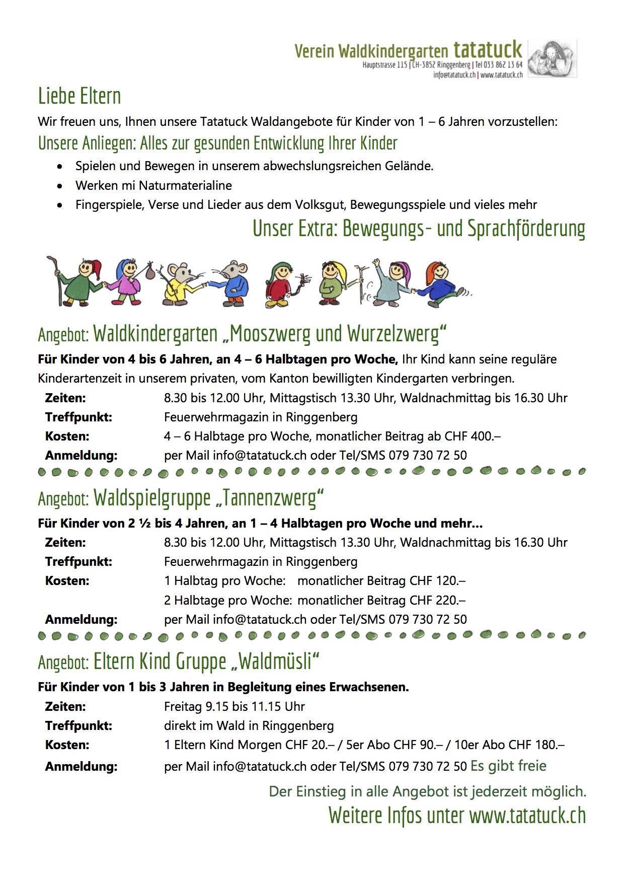 Unser Angebot für Kinder von 1 bis 6 – tatatuck